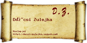 Décsi Zulejka névjegykártya